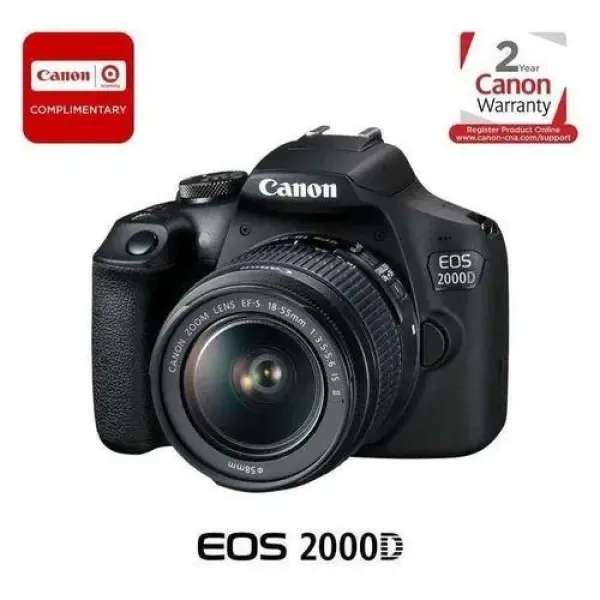 Canon EOS 2000D DSLR 24.1MP Camera with EF-S 18-55mm f/3.5-5.6 II USM Lens